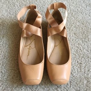 JESSICA SIMPSON | cream leather ballerina shoes